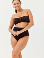 טופ ביקיני סטרפלס סאטן חום כהה