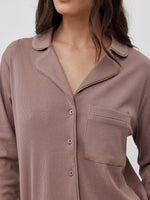 חולצה מכופתרת ריב חום בהיר