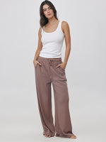 מכנסיים רחבים ריב חום בהיר