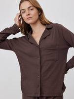 חולצה מכופתרת ריב חום כהה