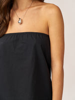 סטרפלס / חצאית קצרה פופלין שחור