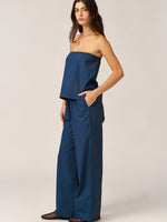 מכנסיים רחבים פופלין נייבי