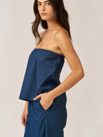 סטרפלס / חצאית קצרה פופלין נייבי