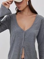 קרדיגן קצר ריב אפור מלאנג'