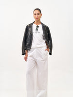 מכנסיים רחבים פופלין לבן