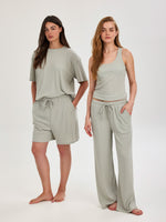 מכנסיים ארוכים רחבים מנטה ריב