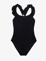 בגד ים שלם לילדות פרחוני שחור