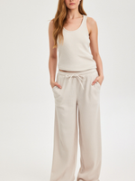 מכנסיים ארוכים רחבים וופל אופייט