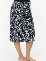 חצאית בגד ים מעטפת קשירה שחור-לבן