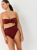 טופ ביקיני סטרפלס סאטן קינמון