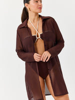 חולצה בד רשת חום