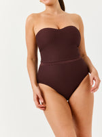 בגד ים שלם סטרפלס חום