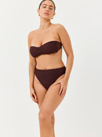 תחתון ביקיני גבוה בד רשת חום