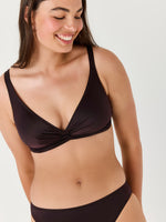 טופ ביקיני סאטן חום כהה