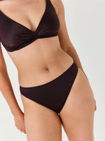 טופ ביקיני סאטן חום כהה