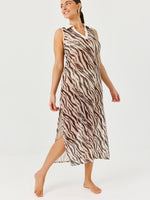 שמלת חוף בד רשת מנומר