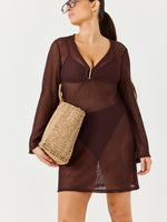 טוניקה בד רשת חום